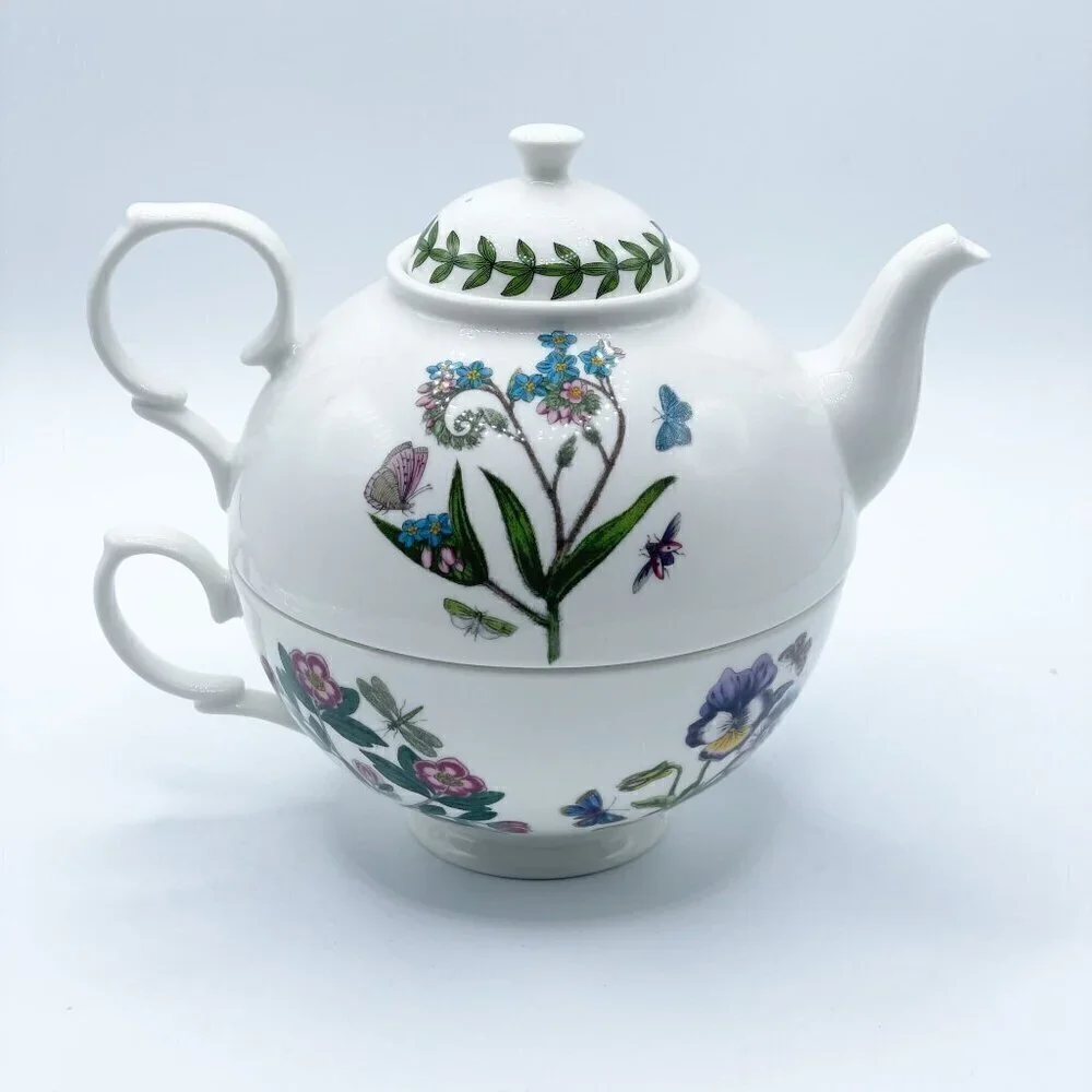 Portmeirion Botanic Garden Individual Teapot Cup Tea for One Set Porcelain 12oz